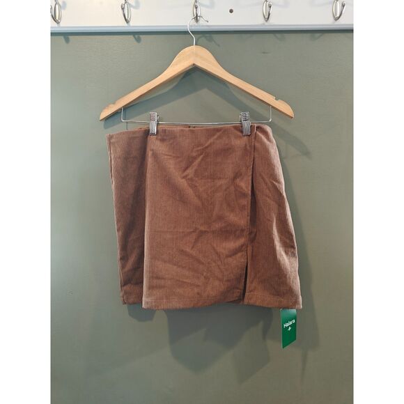 halara High Waisted Back Zipper Split Hem 2-in-1 Corduroy Casual Skirt lg - Picture 3 of 5